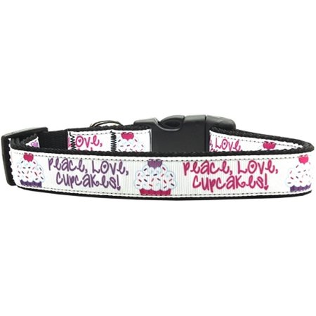 MIRAGE PET PRODUCTS Peace Love Cupcakes Nylon Dog CollarMedium Narrow 125-121 MDN